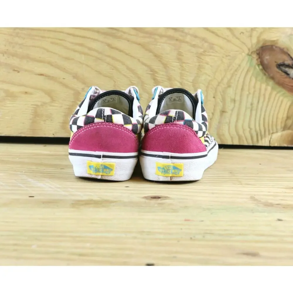 Vans Off The Wall Sneakers Womens 6 Checkerboard Suede Rainbow Blue